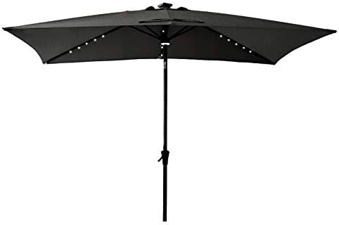 Amazon Com C Hopetree Rectangular Outdoor Patio Umbrella With Solar Led Lights 6 5 X 10 Ft Black Garden Outdoor