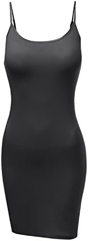 BA Women's Slim Fit Solid Spaghetti Strap Cami Slip Dresses CHARCOALGRAY M