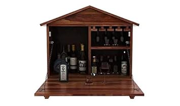 Ringabell Solid Sheesham Wood Jaxon Wall Mount Wine Bar Cabinet