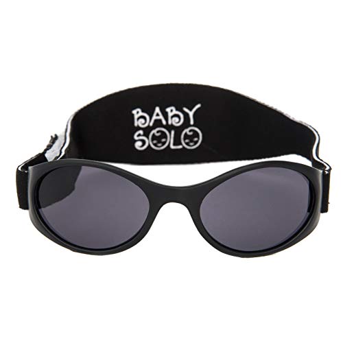 Baby Solo Babyfarer Baby Toddler Sunglasses/Infant Newborn Sunglasses (0-36 months, Matte Black Frame w/Solid Black Lens)