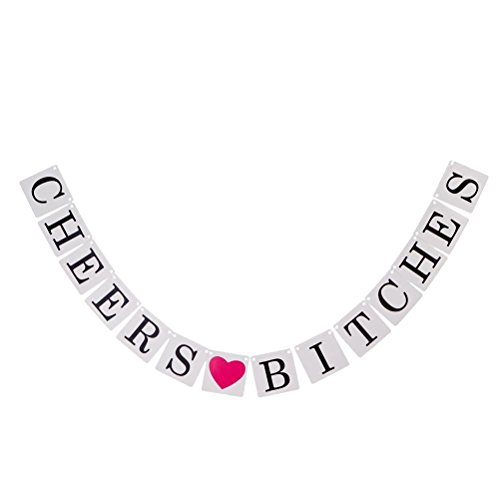 Pixnor Cheers Bitches Bachelorette Decorations Hen Party Bunting Banner Paper Cards Flag Garland - //coolthings.us
