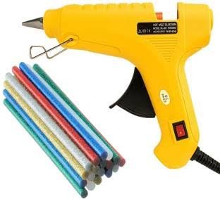 A.S ENTERPRISES MHK 40 WATT HOT MELT Glue Gun with ON Off Switch and LED Indicator with 10 Glitter Glue Sticks (Yellow)