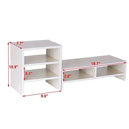 US Fast Shipment Quaanti Monitor Stand Computer Riser Laptop Cellphone TV Printer Stand with 3-Tier Desktop Bookshelf Countertop Bookcase,Book Storage Organizer Display Shelf Rack Home Office (White) - Thumbnail 7