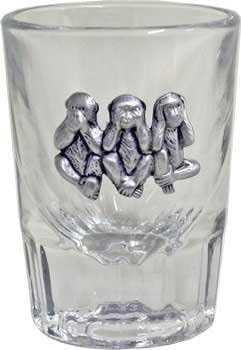 Libbey 2oz "Three Wise Monkeys" Fluted Bar Shot Glass