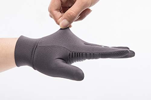 Pair of black winter gloves with anti-slip touch screen fingertips.