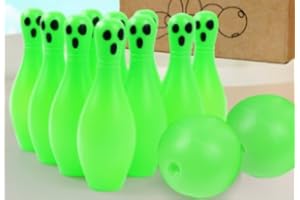 Demonwer 12 Pcs Halloween Glow Dark Bowling Fun Ghost Bowling Pins Interactive Family Party Game for Indoor Outdoor Halloween