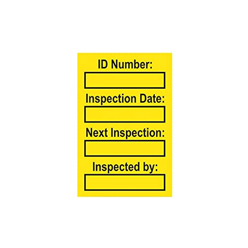 Harness Inspection Tags Pack of 20 Yellow Polypropylene 31mm x 47mm
