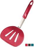 StarPack Premium Flexible Wide Silicone Turner Spatula - High Heat Resistant to 600°F, Hygienic One Piece Design, Non Stick Rubber Kitchen Utensil for Fish, Eggs, Pancakes, Cookies & more (Cherry Red)