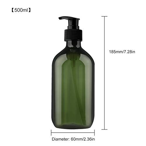 Yebeauty Pump Bottle, 2 Pack Pump Lotion Dispenser 17oz/500ml Empty Bottle with Pump Multipurpose for Emulsion Shampoo or Body Wash Bottle,Green