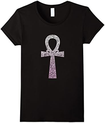 Women's Ankh T-Shirt. Ancient Egyptian Looped Cross Spiritual Symbol Large Black