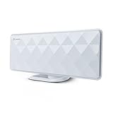 ANTOP Indoor TV Antenna Indoor Flat 50 Miles Antenna with Exclusive Amplifier Booster, 4G Filter for Noise-Free, Multi-Directional Reception, 10 ft Coaxial Cable, Diamond-Cut Surface, White(AT-201B)