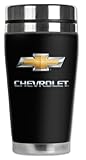 Mugzie Chevrolet Bowtie Logo Travel Mug with Insulated Wetsuit Cover, 16 oz, Black