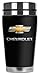 Mugzie Chevrolet Bowtie Logo Travel Mug with Insulated Wetsuit Cover, 16 oz, Black