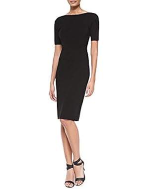 Theory Women's Narlissa Prosecco Half-Sleeve Ponte Cutout Back Dress Black Size Petite