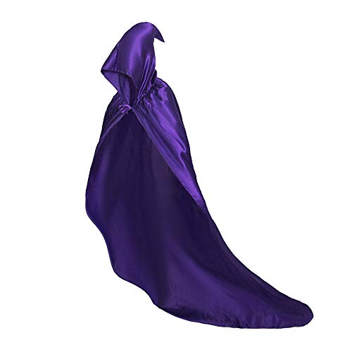 ALIZIWAY Unisex Hooded Cloak Cape with Hood Halloween Cosplay Costume Y002PXL Purple - Thumbnail 2