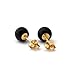 14k Yellow Gold Black Onyx Ball Stud Earrings - 8 Millimeters