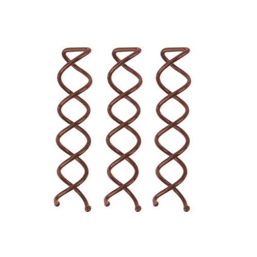 Kitsch Spiral Bobby Pins for Girls and Women - Hair Bun Maker | Rounded Tips, Chip-Resistant Bun Twist Spiral Hair Pins | Secure Hold All-Day - 3Pcs, Brown