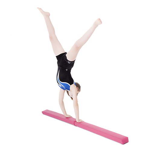 [- Fun!ture Pink Faux Leather 7ft Folding Gymnastics Training Balance Beam  -]