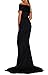 made2envy Off Shoulder Mermaid Wrapped Evening Gown (L, Black) LC61566LB