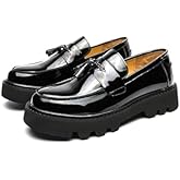 didopery Men's Patent Leather Slip-On Tassel Dress Platform Loafers Casual Non-Slip Penny Formal Shoes Business Party Wedding Prom Moccasins Boat Shoes