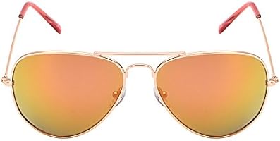 Retro Mirror Aviator Sunglasses Flash Tinted Lens Eyeglasses for Women Men UV400 (Gold/Pink)