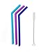 Silicone Straws, Safe for Kids & Adults,Extra long Flexible Straws with Cleaning Brushes, Color Random,3 Pieces Straws and 1 Cleaning Brushes