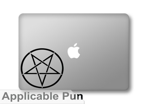 Pentagram Star Occult Wicca Symbol - 5" Black Vinyl Decal Sized for 13" Macbooks Laptops and Cars