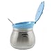 Newness Clear Glass, Stainless Steel and Plastic Sugar Bowl with Lid and Sugar Spoon for Home and Kitchen, 9.4 Ounces(280 Milliliter), Blue