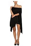 Zeagoo Women Batwing Sleeve Off Shoulder Irregular Hem Loose Cloak Tops Tunics