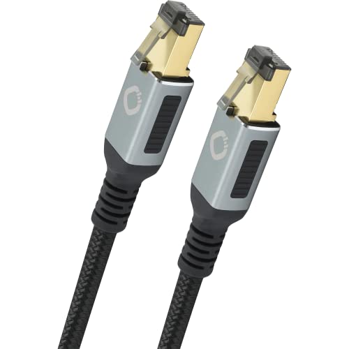 OEHLBACH Stream Primus - State of The Art - High End CAT 8.1 Streaming Network Cable 40 Gbits RJ45 3-Way Shielding Fabric Sheath Twisted Pair - SPOFC Copper - 1 m