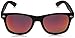 Flat Matte Reflective Mirror Color Lens Large Horn Rimmed Style Sunglasses - UV400 (Polarized | Rubberized Blk/Red)