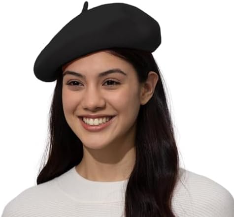 Women\'s Wool Felt Ribbon French Fashion Vintage Millinery Beret Hats Black Black Wool Felt Beret Hat: Classic French Style Headwear - Etsy main image 3