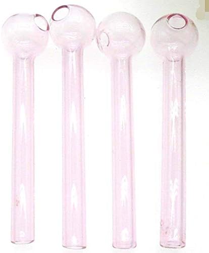 SJM&B 4 pcs Handcrafted Glass 4" Super Thick Length Colored Oil Burner(Pin)