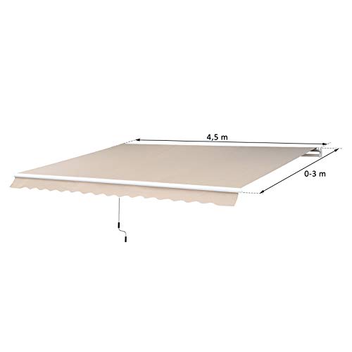 Outsunny Markise Alu-Markise Aluminium-Gelenkarm-Markise 4,5x3m Sonnenschutz Balkon Beige – Bild 6