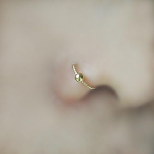 Twisted 14K Yellow Gold Filled Nose Ring with Ball, Sterling Silver 20 gauge Nose Hoop, Piercing,Holiday Gifts, for her, Handmade Gift, Boho jewelry,Please select an option