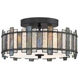 Quoizel Sentry 14-in Black Tiffany Flush Mount Light