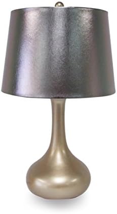 Mestar Decor 22.5" Almond Droplet Accent Table Lamp with Hard Back Silver Gray Leather Shade