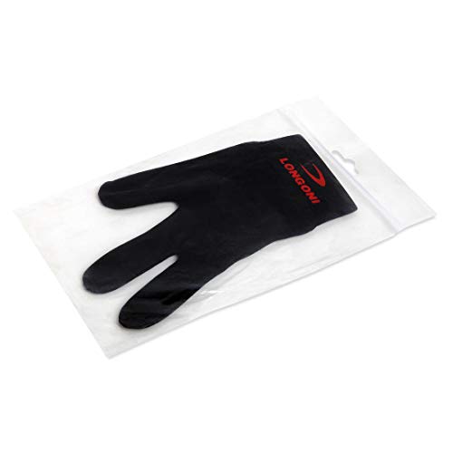 Longoni Billiard Pool CUE Glove - for Left Hand - Black (One Size fits All)