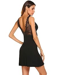 Ekouaer - Lencería sexy de encaje modal con cuello en V para mujer