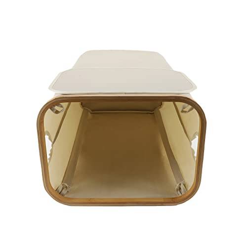 CINWEN Laundry Basket with Lid, 105L Large Laundry Collector Storage Basket Removable Washable Laundry Bags, Foldable Big Laundry Sorter Made of Bamboo and Oxford Fabric for Bedrooms, Bathroom