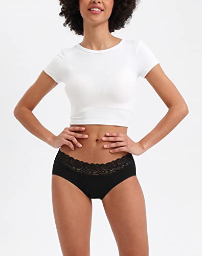 INNERSY Unterhosen Damen Panty Baumwoll Unterwäsche Frauen Bequem Slips mit Spitze Mehrpack 6 (40, Klassische Farben) thumbnail 2