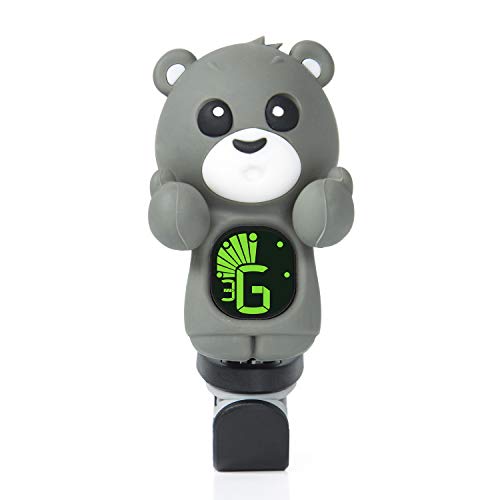 Guitar Tuner Clip-On with LCD Display for All String Instruments with Bass, Ukulele,Violin Accessories (bear-grey)