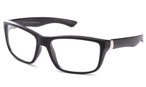 IG Men's Rectangular High Fashion Clear Lens Glasses in Matte Black