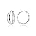 Sterling Silver Half Round Design High Polished Hoop Earrings, 20mm
