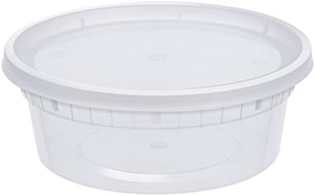 Glotoch 240Pc 8 Ounce Durable Plastic Deli Cups Food Storage Containers with Leak Proof Lid - Foodsavers for Portion Control - BPA-Free Reusable Microwaveable,Freezer &amp; Dishwasher Safe