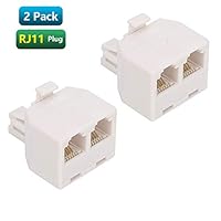Urmust RJ11 Plug 1 to 2 Dual Phone Line Splitter Wall Jack Split into Two Modular Converter Adapter