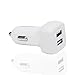 KabelDirekt 4.8A / 24W 2 Port High Speed Car Charger with IDD Technology (Intelligent Device Detection) for Apple, Samsung, Android, iOS devices and a lot more - 12-18V - white - TOP Series
