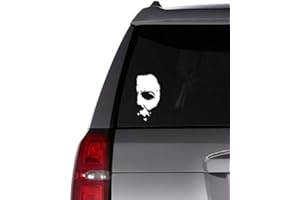 MAZ DISTRIBUTIONS – Michael Myers Creepy Half Face Sticker – Vinyl Scary Half Michael Myers Face Sticker for Car, Truck – Indoor and Outdoor Use – Waterproof Decal for Laptop and iPad -Maz 341 (White)