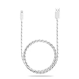 OKCS® Lightning Charger Textile Cable USB Data 1 Meter for Apple iPhone SE, 6s, 6s Plus, 6, 6 Plus, 5, 5s, 5c, iPad 4, Mini, Air, iPad Pro, iPod - iOS 9 - in white