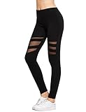 SweatyRocks Women's Long Mesh Sports Workout Tights Gym Yoga Leggings